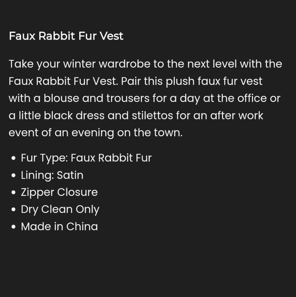 Surell Faux Rabbit Fur Vest M/L Chinchilla color - Picture 2 of 5